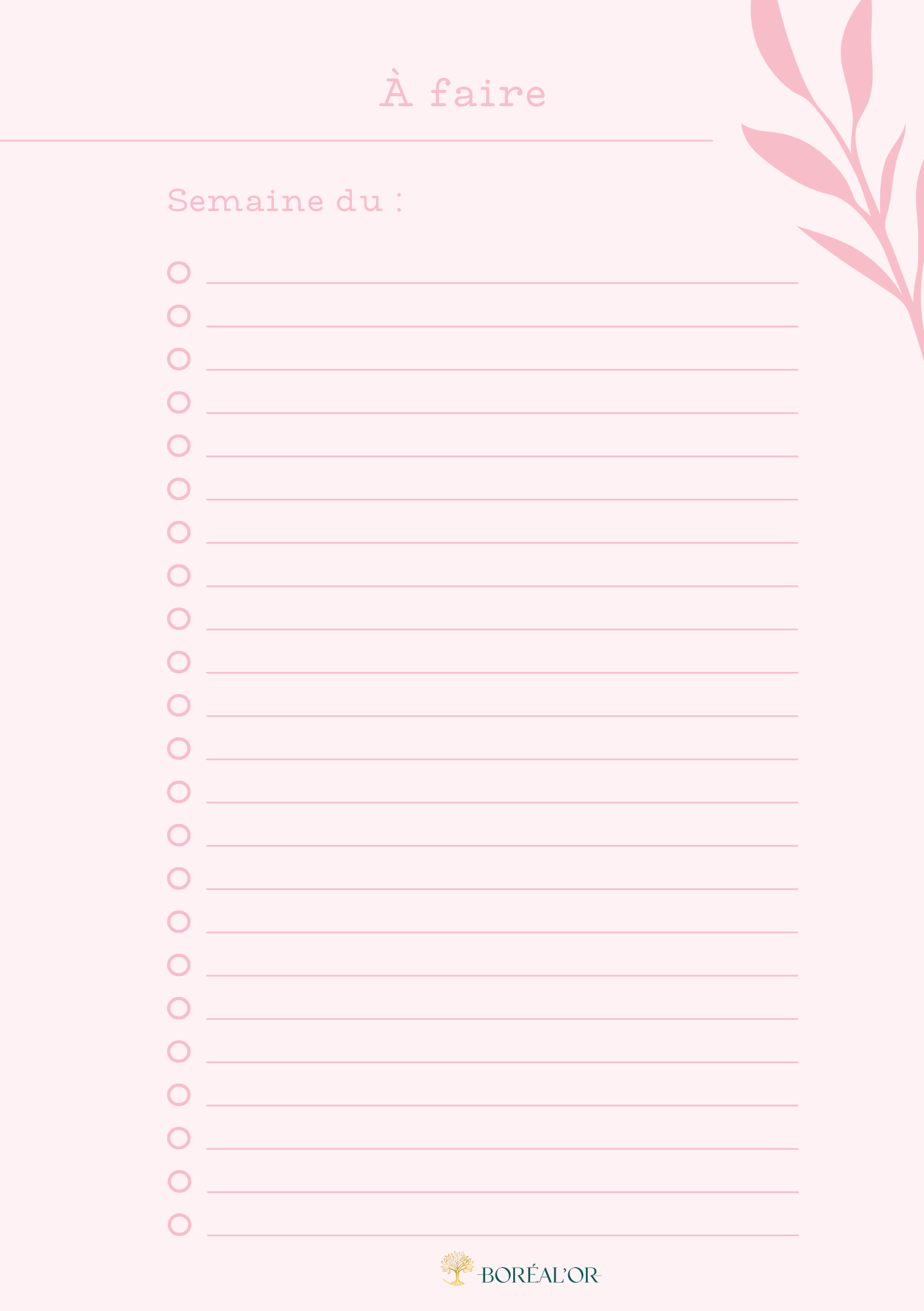 À faire, liste hebdomadaire