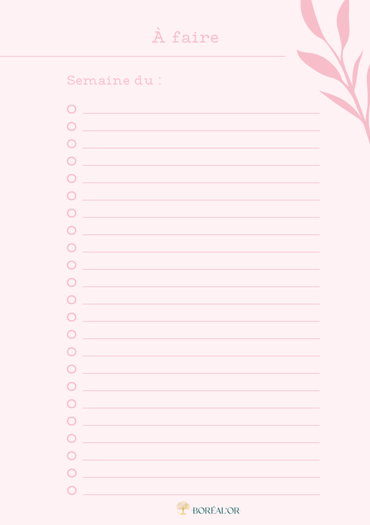 À faire, liste hebdomadaire