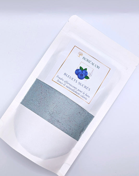 Poudre de bain effervescente- Bleuets